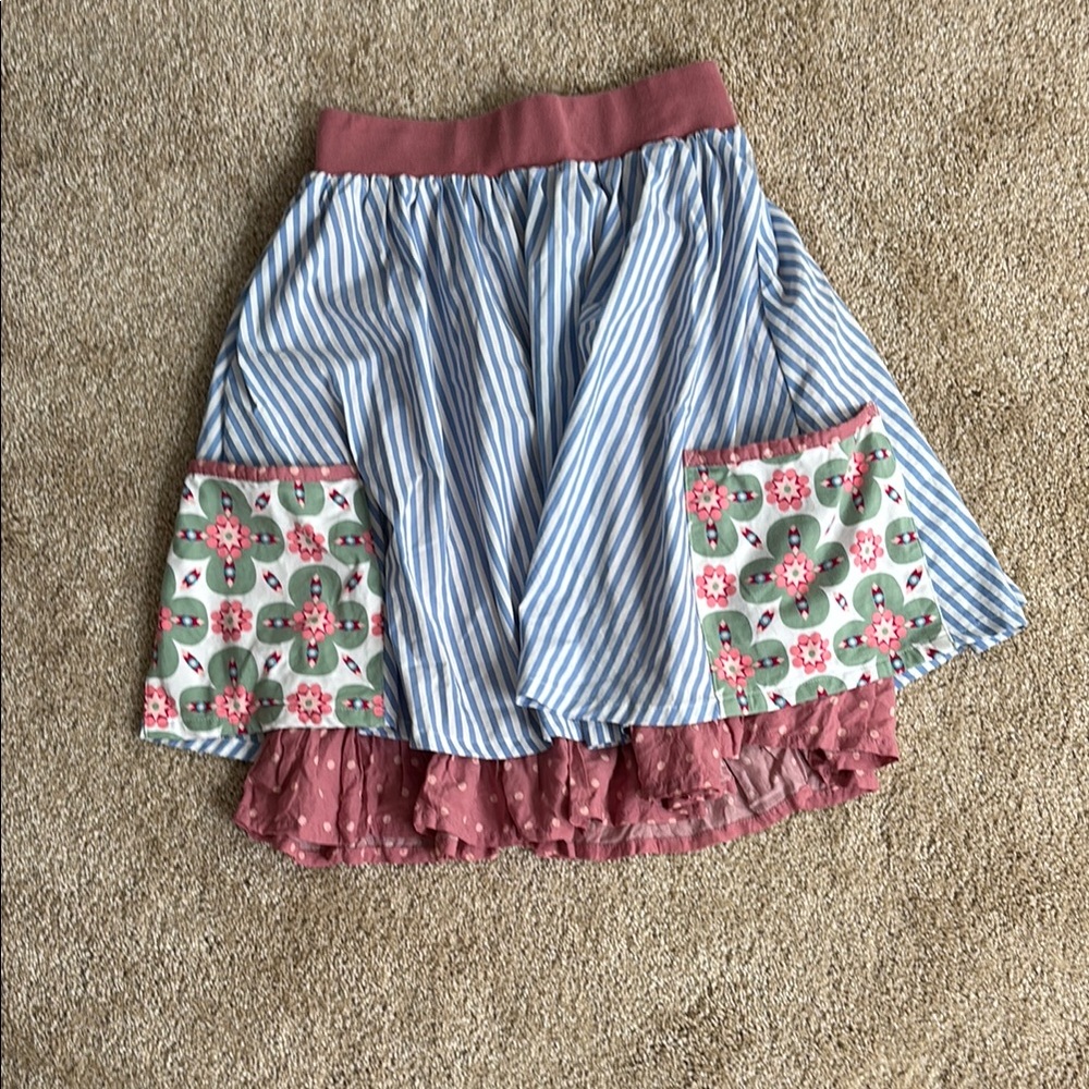 Matilda Jane Blue and White Skirt Knee-Length Casual